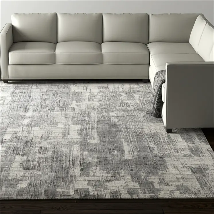 12' X 15' Gray And Ivory Abstract Hand Woven Distressed Area Rug