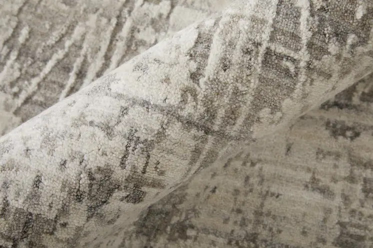 12' X 15' Gray And Ivory Abstract Hand Woven Distressed Area Rug