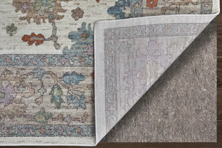 2' X 3' Ivory Brown And Blue Floral Distressed Area Rug