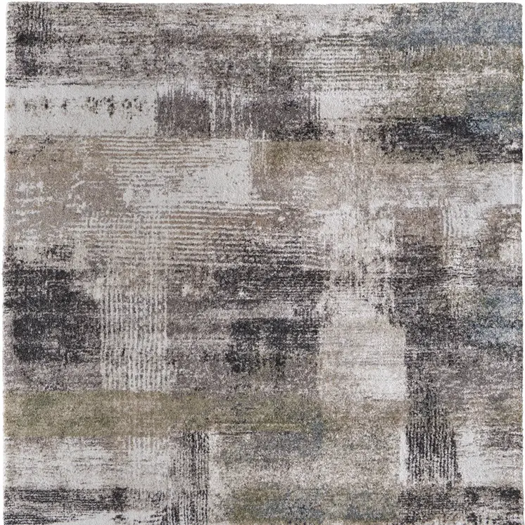 2' X 3' Gray Taupe And Ivory Abstract Distressed Area Rug