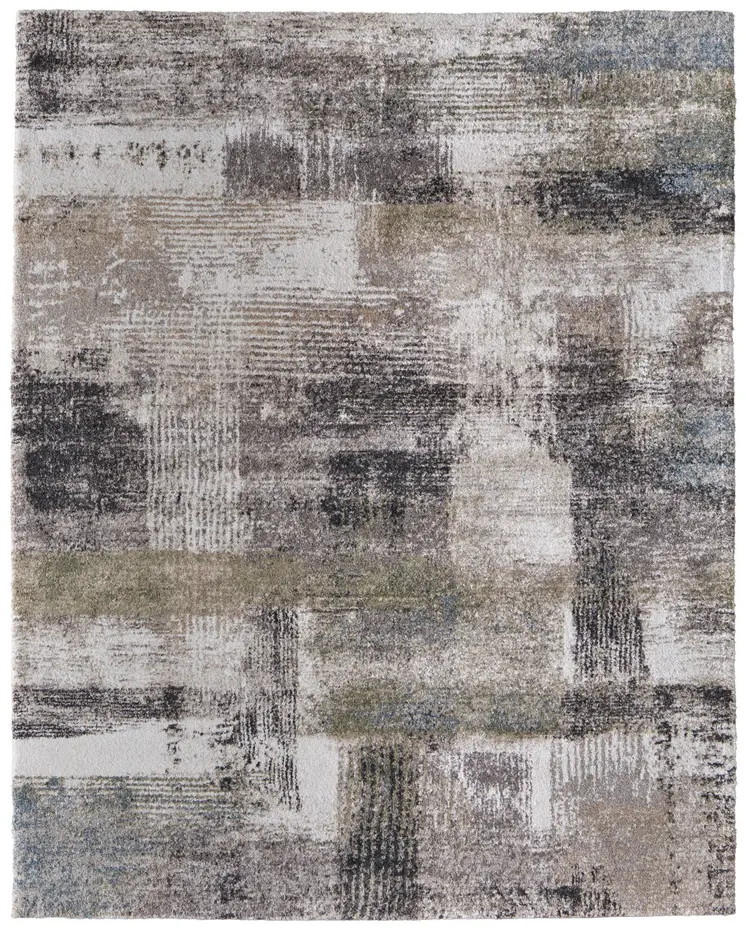2' X 3' Gray Taupe And Ivory Abstract Distressed Area Rug