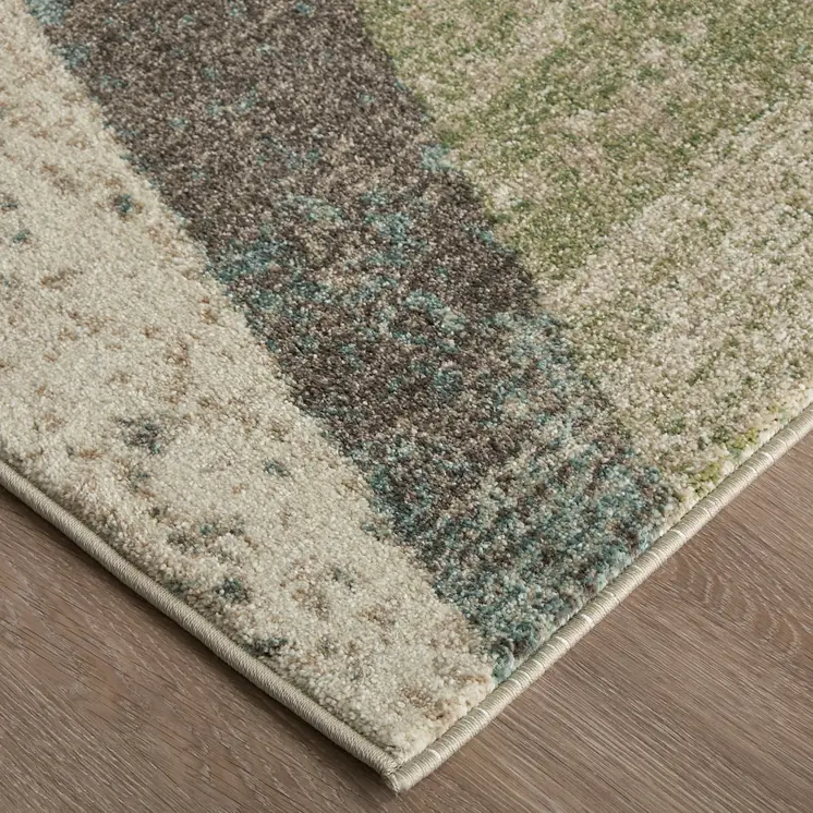 2' X 3' Ivory Blue And Green Checkered Area Rug