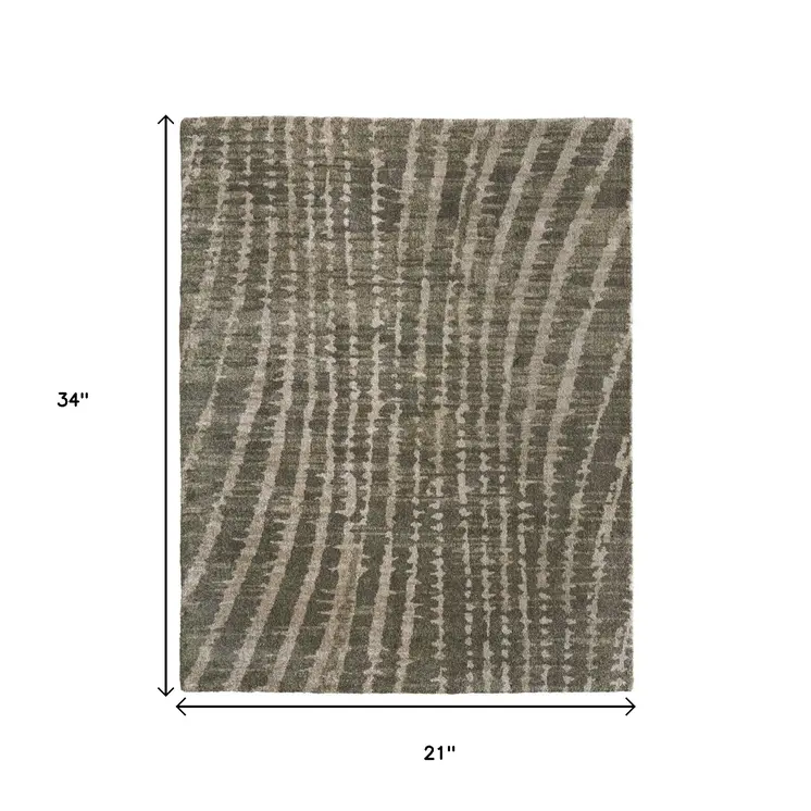 2' X 3' Green And Tan Abstract Area Rug