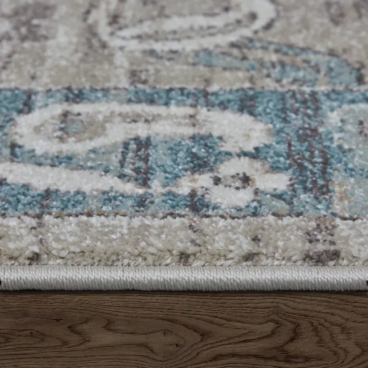 2' X 3' Gray Blue And Taupe Floral Distressed Area Rug