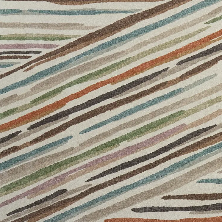 2' X 3' Ivory Brown And Blue Abstract Area Rug