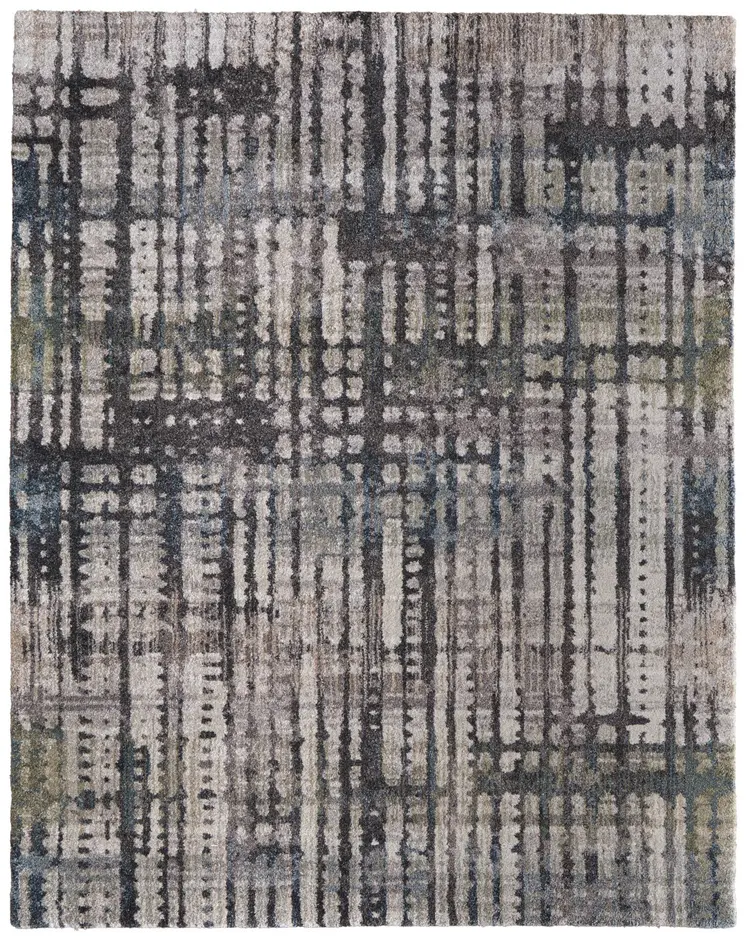 2' X 3' Gray Black And Ivory Abstract Distressed Area Rug