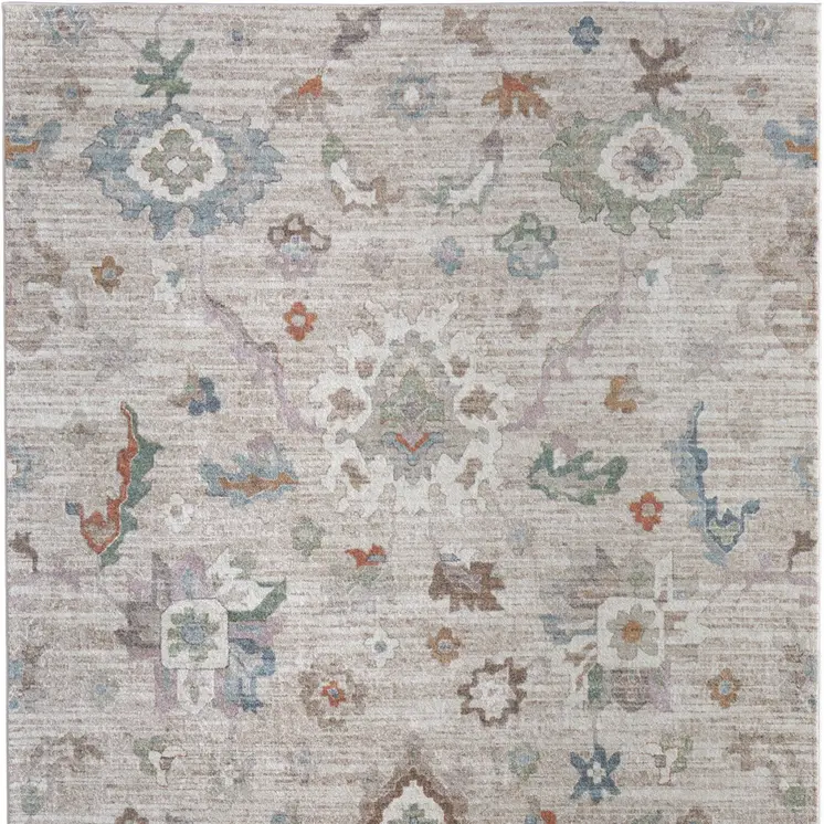 2' X 3' Tan Brown And Blue Abstract Distressed Area Rug