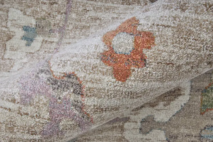 9' X 12' Tan Brown And Blue Abstract Distressed Area Rug