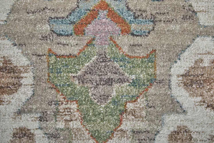 9' X 12' Tan Brown And Blue Abstract Distressed Area Rug