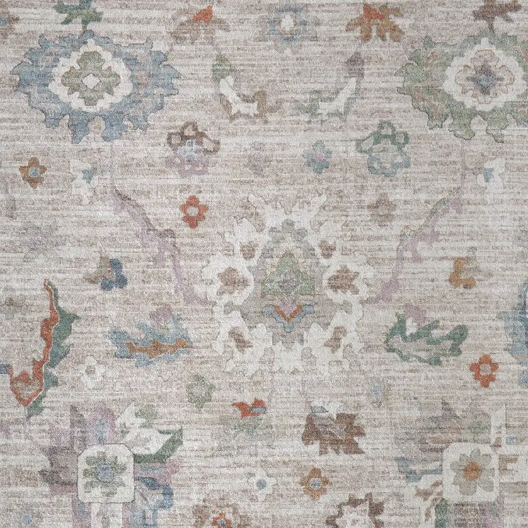 9' X 12' Tan Brown And Blue Abstract Distressed Area Rug