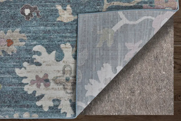 10' X 13' Blue Ivory And Pink Abstract Distressed Area Rug