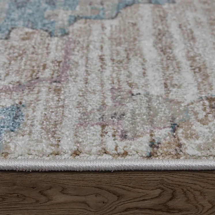 12' X 15' Tan Brown And Blue Abstract Distressed Area Rug