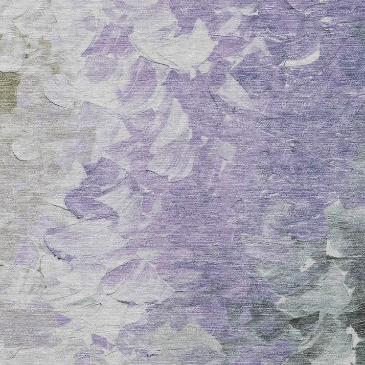 8' X 10' Lavender Olive Green And Silver Abstract Washable Indoor Outdoor Area Rug