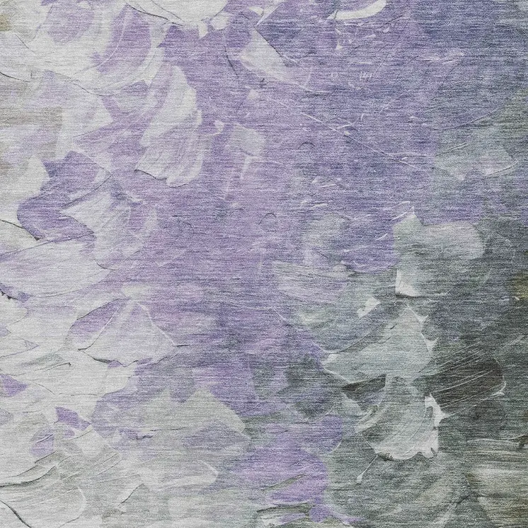 10' X 14' Lavender Olive Green And Silver Abstract Washable Indoor Outdoor Area Rug