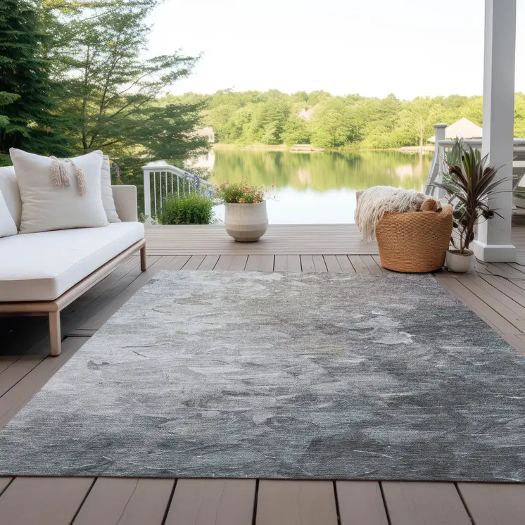 3' X 5' Taupe Brown And Silver Abstract Washable Indoor Outdoor Area Rug