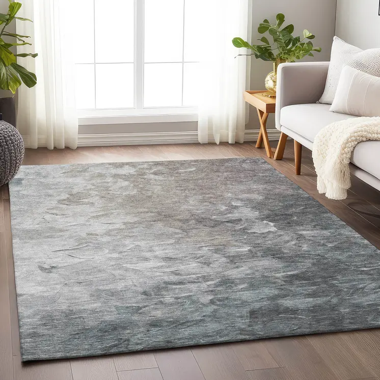 3' X 5' Taupe Brown And Silver Abstract Washable Indoor Outdoor Area Rug