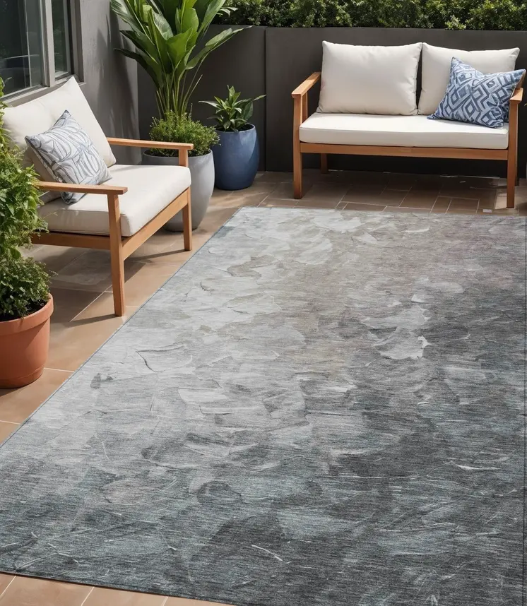 5' X 8' Taupe Brown And Silver Abstract Washable Indoor Outdoor Area Rug