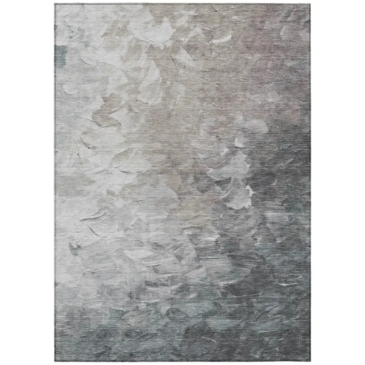 10' X 14' Taupe Brown And Silver Abstract Washable Indoor Outdoor Area Rug