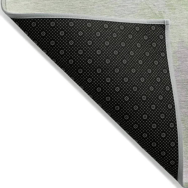 5' X 8' Artichoke Green Lavender And Ivory Abstract Washable Indoor Outdoor Area Rug