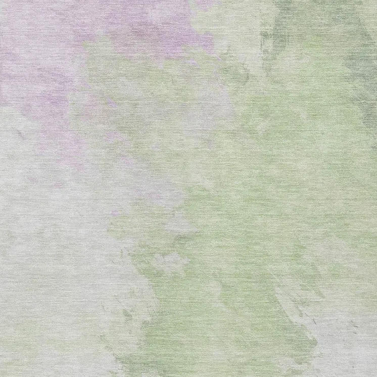 5' X 8' Artichoke Green Lavender And Ivory Abstract Washable Indoor Outdoor Area Rug