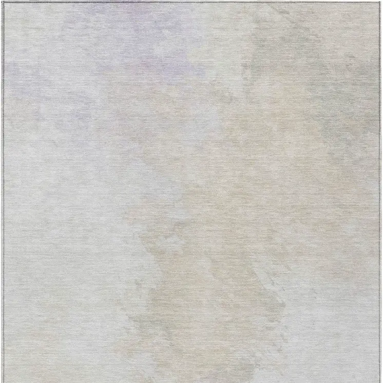 3' X 5' Beige Ivory And Lavender Abstract Washable Indoor Outdoor Area Rug