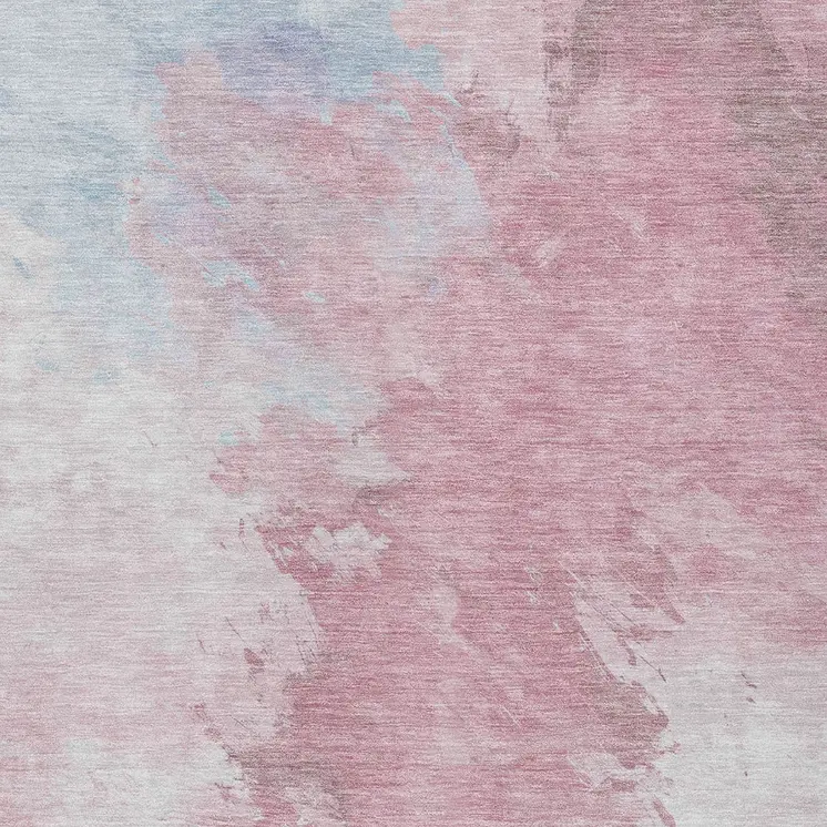 5' X 8' Blush Ivory And Blue Abstract Washable Indoor Outdoor Area Rug