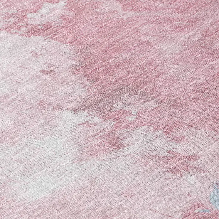 8' Blush Ivory And Blue Round Abstract Washable Indoor Outdoor Area Rug