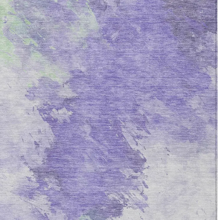 5' X 8' Lavender Mint Green And Ivory Abstract Washable Indoor Outdoor Area Rug