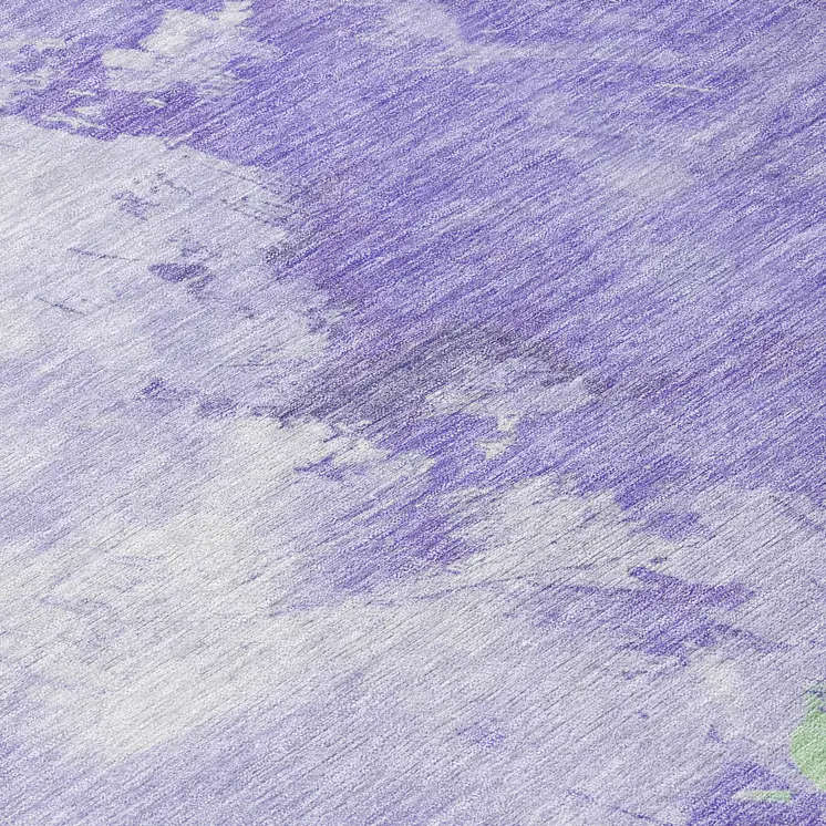 8' Lavender Mint Green And Ivory Round Abstract Washable Indoor Outdoor Area Rug