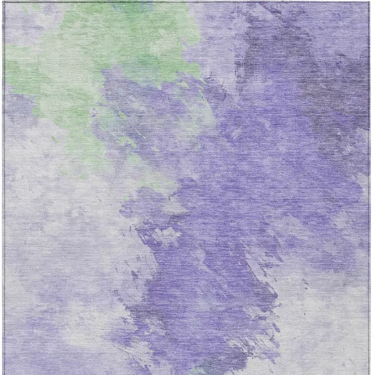 9' X 12' Lavender Mint Green And Ivory Abstract Washable Indoor Outdoor Area Rug