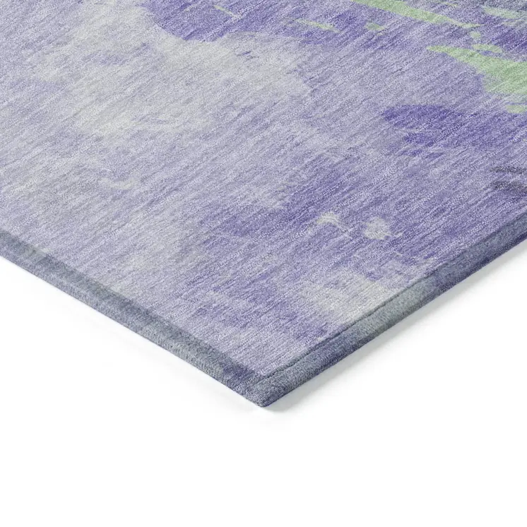 9' X 12' Lavender Mint Green And Ivory Abstract Washable Indoor Outdoor Area Rug