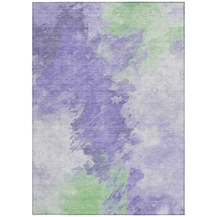 10' X 14' Lavender Mint Green And Ivory Abstract Washable Indoor Outdoor Area Rug
