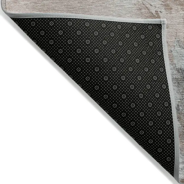 5' X 8' Brown Ivory And Gray Abstract Washable Indoor Outdoor Area Rug