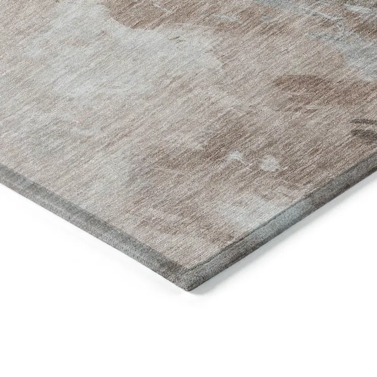5' X 8' Brown Ivory And Gray Abstract Washable Indoor Outdoor Area Rug
