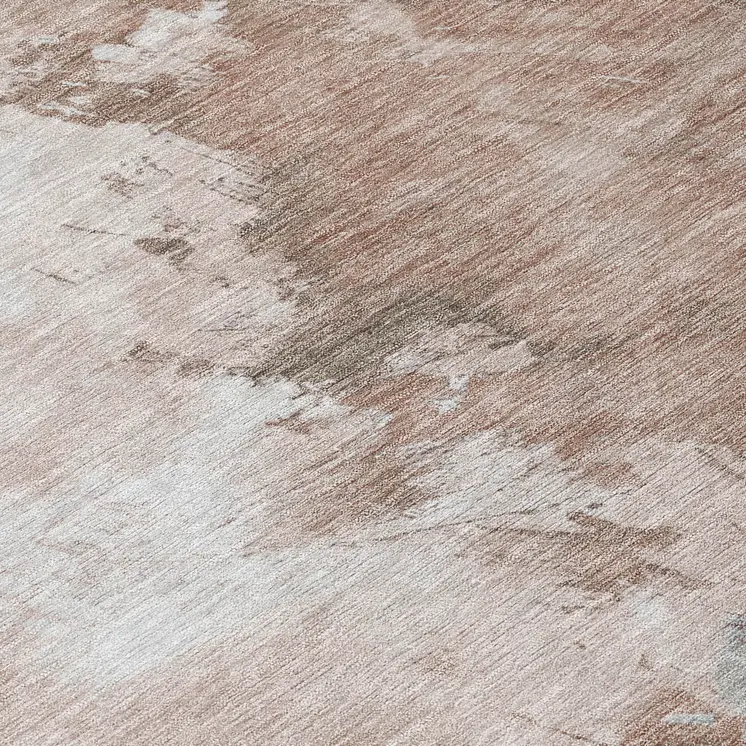 8' Brown Ivory And Gray Round Abstract Washable Indoor Outdoor Area Rug