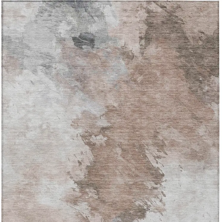 10' X 14' Brown Ivory And Gray Abstract Washable Indoor Outdoor Area Rug