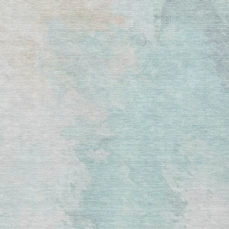 3' X 5' Pale Aqua Beige And Ivory Abstract Washable Indoor Outdoor Area Rug