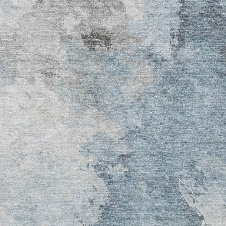 3' X 5' Sky Blue Gray And Ivory Abstract Washable Indoor Outdoor Area Rug