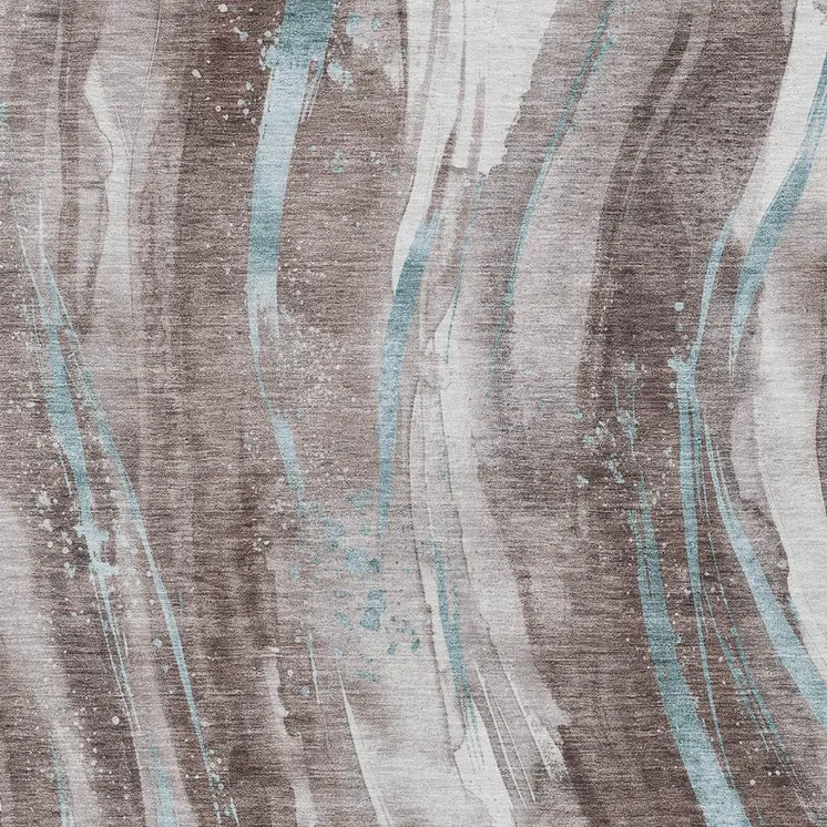 10' X 14' Taupe Sky Blue And Ivory Abstract Washable Indoor Outdoor Area Rug