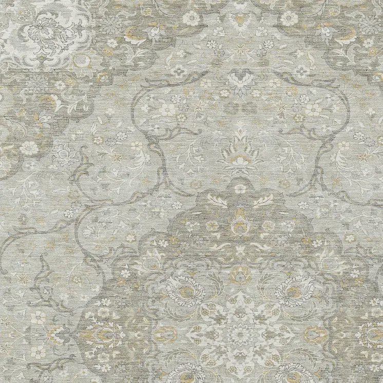 8' X 10' Taupe And Ivory Medallion Washable Indoor Outdoor Area Rug