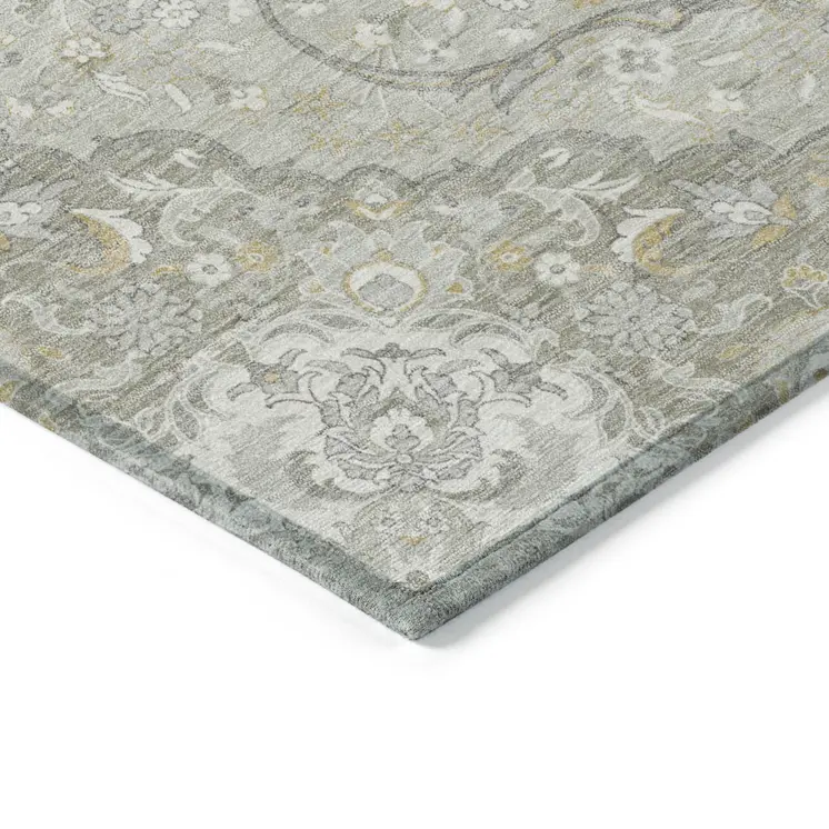 10' X 14' Taupe And Ivory Medallion Washable Indoor Outdoor Area Rug