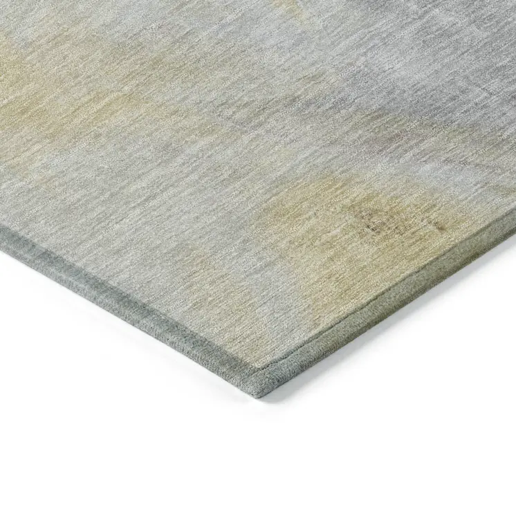 3' X 5' Gold Gray And Purple Floral Washable Indoor Outdoor Area Rug