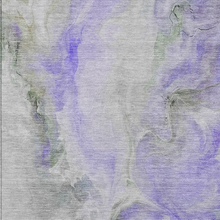 3' X 5' Lavender Gray And Green Abstract Washable Indoor Outdoor Area Rug