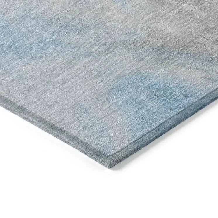 3' X 5' Sky Blue Gray And Ivory Abstract Washable Indoor Outdoor Area Rug