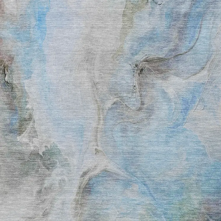 10' X 14' Sky Blue Gray And Ivory Abstract Washable Indoor Outdoor Area Rug