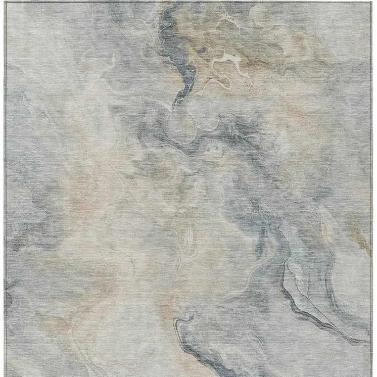 9' X 12' Beige Khaki And Gray Abstract Washable Indoor Outdoor Area Rug