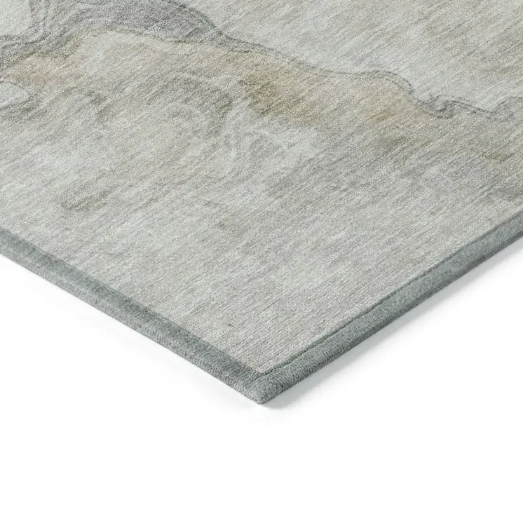 10' X 14' Beige Khaki And Gray Abstract Washable Indoor Outdoor Area Rug