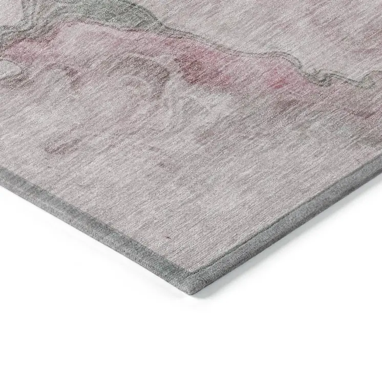 5' X 8' Blush And Sage Abstract Washable Indoor Outdoor Area Rug