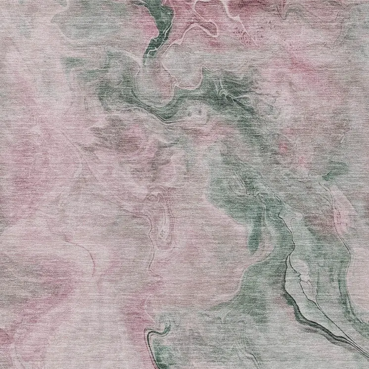5' X 8' Blush And Sage Abstract Washable Indoor Outdoor Area Rug