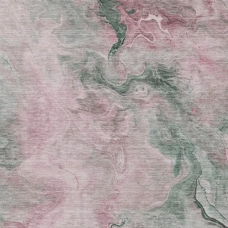 9' X 12' Blush And Sage Abstract Washable Indoor Outdoor Area Rug
